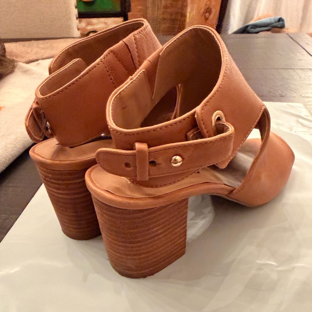 Steve Madden Tan Open-Toe Ankle Booties - Picture 3 of 7
